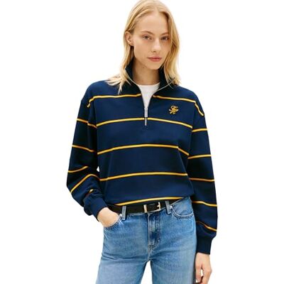 Tommy Hilfiger TH Script Reg WW0WW49258 Sudadera con Media Cremallera para Mujer, Color Azul, Talla XS Tommy Hilfiger TH Script Reg WW0WW49258 Sudadera con Media Cremallera para Mujer, Color Azul, Talla XS