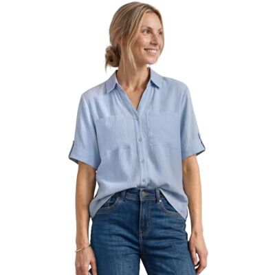 Street One Blusa de Manga Corta con Detalles Turn-up, Color Azul Cachemir 36 Street One Blusa de Manga Corta con Detalles Turn-up, Color Azul Cachemir 36