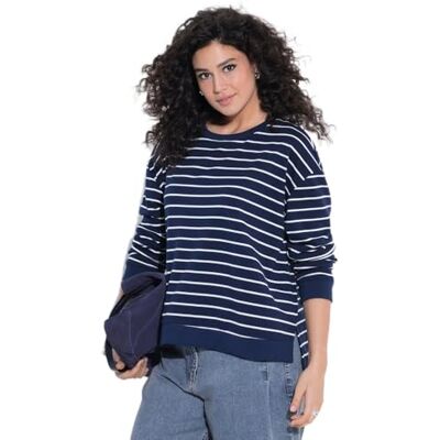 Ulla Popken Sudadera para Mujer, Tallas Grandes, Tallas Grandes, Talla Grande, Cuello Redondo, Manga Larga, Espalda más Larga Ulla Popken Sudadera para Mujer, Tallas Grandes, Tallas Grandes, Talla Grande, Cuello Redondo, Manga Larga, Espalda más Larga