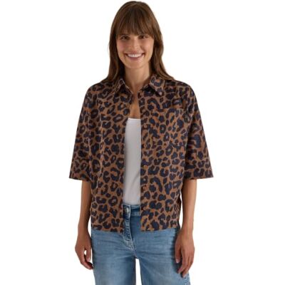 Cecil Blusa de Manga Corta de Pana con Estampado Leo Creamy Mocha XL Cecil Blusa de Manga Corta de Pana con Estampado Leo Creamy Mocha XL