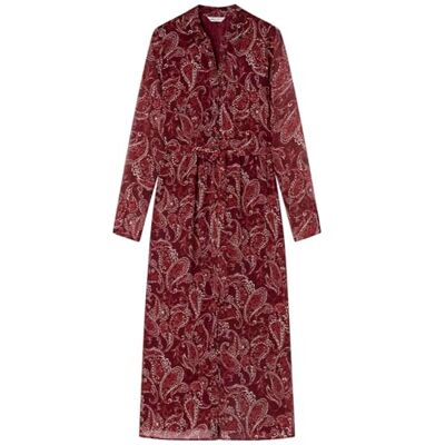 SPRINGFIELD Midi Printed Shirt Dress with Belt Vestido Estampado, Wine, 40 para Mujer SPRINGFIELD Midi Printed Shirt Dress with Belt Vestido Estampado, Wine, 40 para Mujer