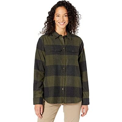 Fjällräven Canada Shirt W Long Sleeved T-Shirt, Mujer, Deep Forest-Dark Grey, L Fjällräven Canada Shirt W Long Sleeved T-Shirt, Mujer, Deep Forest-Dark Grey, L