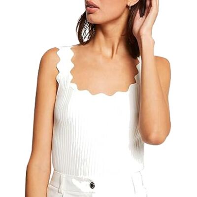 Morgan Top punto con cuello cuadrado Crudo TG Morgan Top punto con cuello cuadrado Crudo TG