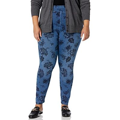 HUE Super Soft Stretch High Rise Straight Leg Denim Leggings, Jeggings with No Side Seams Calcetines, Lavado clásico Ligero – Floral, Medium para Mujer HUE Super Soft Stretch High Rise Straight Leg Denim Leggings, Jeggings with No Side Seams Calcetines, Lavado clásico Ligero – Floral, Medium para Mujer