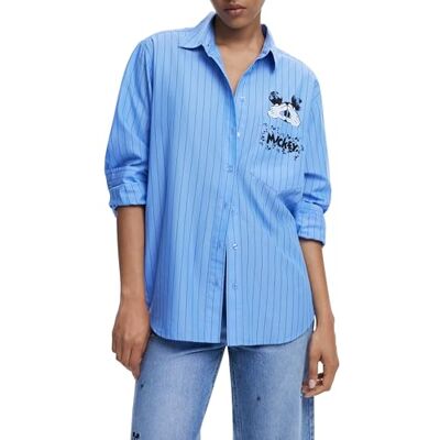 Desigual CAM_MICKYSTRIPES Blouse, Azul, XS Women's Desigual CAM_MICKYSTRIPES Blouse, Azul, XS Women's