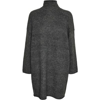 VERO MODA Vmgemma LS VMA Noos Vestido de Punto con Cuello Alto, Gris Oscuro, S VERO MODA Vmgemma LS VMA Noos Vestido de Punto con Cuello Alto, Gris Oscuro, S
