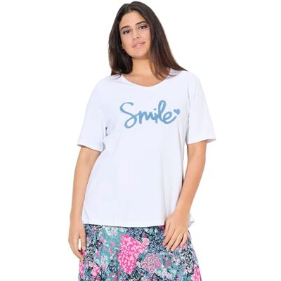 Ulla Popken T-Shirt mit Flauschigem Schriftzug, Classic Camiseta clásica con Texto Esponjoso, Blanco Nieve, 48-50 Grande Mujeres Ulla Popken T-Shirt mit Flauschigem Schriftzug, Classic Camiseta clásica con Texto Esponjoso, Blanco Nieve, 48-50 Grande Mujeres
