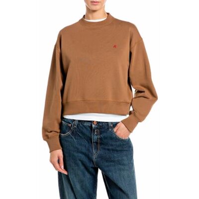 Replay Sudadera para Mujer con Cuello Redondo, Caramel C042 (marrón), XS Replay Sudadera para Mujer con Cuello Redondo, Caramel C042 (marrón), XS