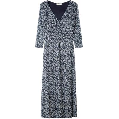 SPRINGFIELD Midi Dress with Front Gathering and V Neck Vestido con Escote En V Mujer SPRINGFIELD Midi Dress with Front Gathering and V Neck Vestido con Escote En V Mujer