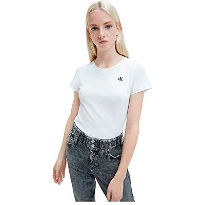 Calvin Camiseta de manga corta Mujer Ck Embroidery con cuello redondo Calvin Camiseta de manga corta Mujer Ck Embroidery con cuello redondo