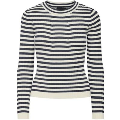 PIECES Pccrista LS O-Cuello Knit Noos BC Suéter, Ombre Blue/Rayas: Abedul, M para Mujer PIECES Pccrista LS O-Cuello Knit Noos BC Suéter, Ombre Blue/Rayas: Abedul, M para Mujer