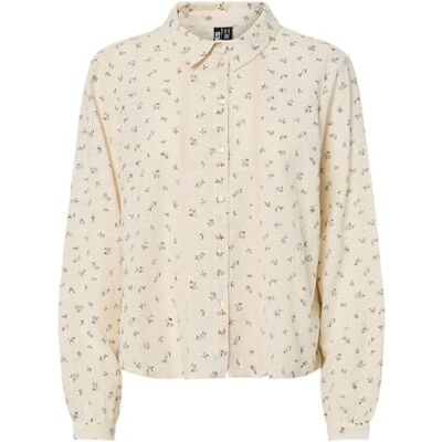 PIECES Shirt Pcjollie LS Camiseta Wvn, Egret, XS Mujeres PIECES Shirt Pcjollie LS Camiseta Wvn, Egret, XS Mujeres