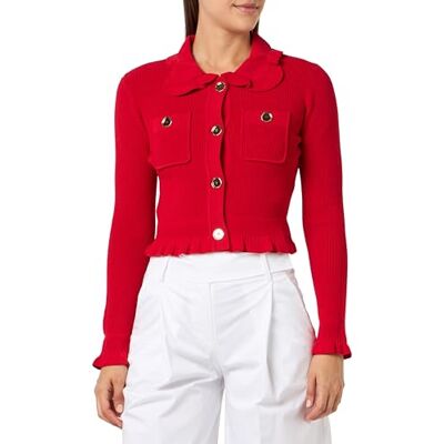 Pinko Olivagno-Chaqueta de Punto de Abanico Blazer, R48_Rojo Formula1, XS para Mujer Pinko Olivagno-Chaqueta de Punto de Abanico Blazer, R48_Rojo Formula1, XS para Mujer