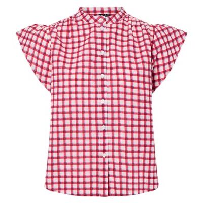 PIECES Shirt Pcjavier SS Check Camiseta Wvn FC BC, Fruit Dove, L Mujeres PIECES Shirt Pcjavier SS Check Camiseta Wvn FC BC, Fruit Dove, L Mujeres