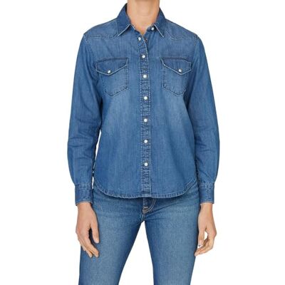 Pepe Jeans Camisa de Mezclilla Regular para Mujer, Azul (Denim-4A5), XL, Azul (Denim-4a5), XL Pepe Jeans Camisa de Mezclilla Regular para Mujer, Azul (Denim-4A5), XL, Azul (Denim-4a5), XL
