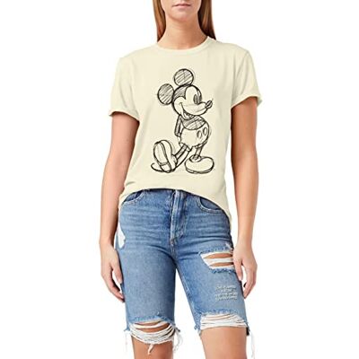 Disney Camiseta diseño de Mickey Mouse Sketch para Mujer, Color Blanco Natural, Talla 8 UK Disney Camiseta diseño de Mickey Mouse Sketch para Mujer, Color Blanco Natural, Talla 8 UK