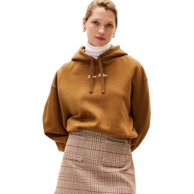 Tommy Hilfiger Sudadera Mujer Classic Script Fleece con Capucha, Marrón (Highland Khaki), L Tommy Hilfiger Sudadera Mujer Classic Script Fleece con Capucha, Marrón (Highland Khaki), L