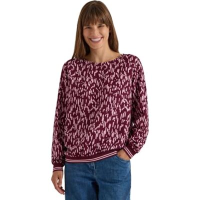 Cecil Blusa de Manga Larga para Mujer con Cuello Redondo y Estampado 3413682, Rojo Vino, XL Cecil Blusa de Manga Larga para Mujer con Cuello Redondo y Estampado 3413682, Rojo Vino, XL