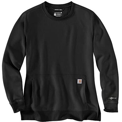 Carhartt Sudadera Force, ligera, de corte relajado, para mujer, color negro, talla S Carhartt Sudadera Force, ligera, de corte relajado, para mujer, color negro, talla S