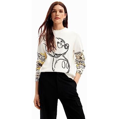 Desigual Pullover_Run Mickey Sudadera, Blanco, XL para Mujer Desigual Pullover_Run Mickey Sudadera, Blanco, XL para Mujer