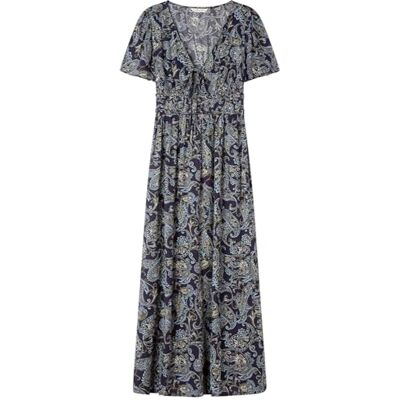SPRINGFIELD Midi Dress with V Neck and Braids At Waist Vestido con Escote En V Mujer SPRINGFIELD Midi Dress with V Neck and Braids At Waist Vestido con Escote En V Mujer