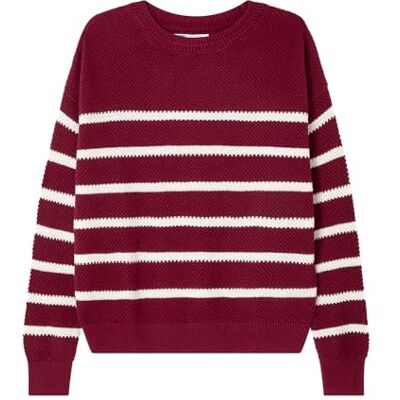 SPRINGFIELD Striped Sweater with Mini Embroidery Sudadera con Punta, Wine, M para Mujer SPRINGFIELD Striped Sweater with Mini Embroidery Sudadera con Punta, Wine, M para Mujer