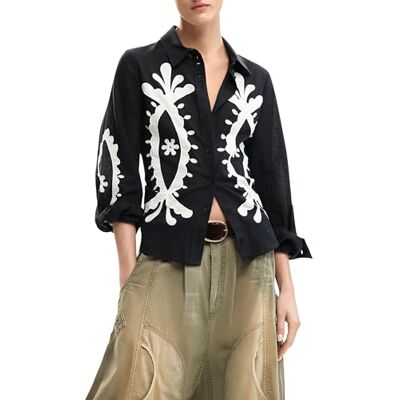 Desigual Flora T-Shirt, Negro/Blanco, M Women's Desigual Flora T-Shirt, Negro/Blanco, M Women's