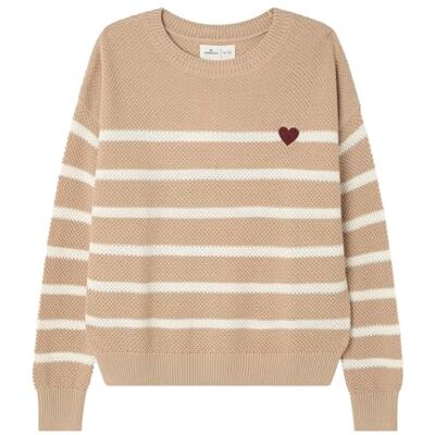 SPRINGFIELD Striped Sweater with Mini Embroidery Sudadera con Punta, Bronceado, S para Mujer SPRINGFIELD Striped Sweater with Mini Embroidery Sudadera con Punta, Bronceado, S para Mujer