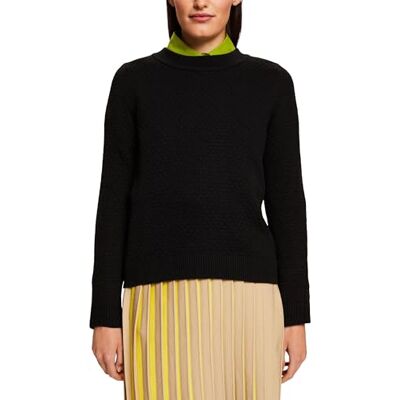 ESPRIT Suéter pulóver, 001/BLACK, L para Mujer ESPRIT Suéter pulóver, 001/BLACK, L para Mujer