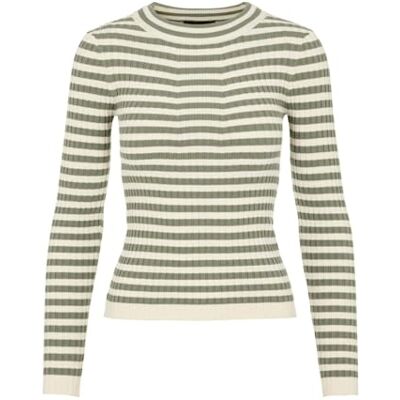 PIECES PCCRISTA LS O-Neck Knit Noos BC, Téa/Rayas: Abedul, M PIECES PCCRISTA LS O-Neck Knit Noos BC, Téa/Rayas: Abedul, M