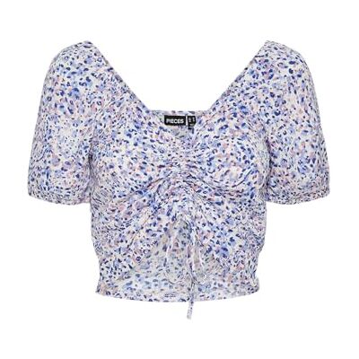 PIECES Pckiciana SS Top BC Blusa de Manga Corta para Mujer, Hortensia/AOP:, M PIECES Pckiciana SS Top BC Blusa de Manga Corta para Mujer, Hortensia/AOP:, M
