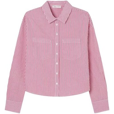 SPRINGFIELD Striped Crop Blouse with Pockets Blusa, Rojo, 44 para Mujer SPRINGFIELD Striped Crop Blouse with Pockets Blusa, Rojo, 44 para Mujer