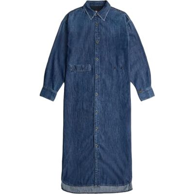 G-STAR Para Mujer Vestido Camisero Long Tab, Azul (Worn in Windward -D252-G749), L G-STAR Para Mujer Vestido Camisero Long Tab, Azul (Worn in Windward -D252-G749), L