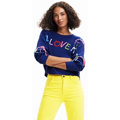 Desigual Sudadera para Mujer JERS_i Love, Azul, M Desigual Sudadera para Mujer JERS_i Love, Azul, M