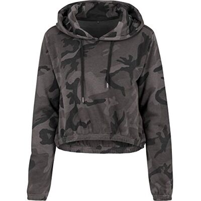 Build Your Brand Ladies Camo Cropped Hoody, Sudadera Mujer, Dark Camo, XL Build Your Brand Ladies Camo Cropped Hoody, Sudadera Mujer, Dark Camo, XL