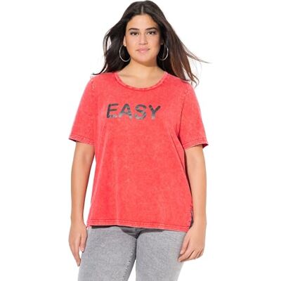 Ulla Popken T-Shirt mit Camiseta con Easy Wording, Classic, Rojo Claro, 54-56 Grande Mujeres Ulla Popken T-Shirt mit Camiseta con Easy Wording, Classic, Rojo Claro, 54-56 Grande Mujeres