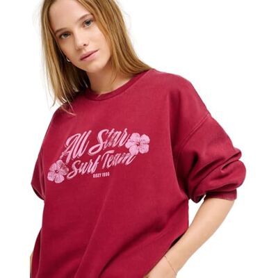 Roxy Suéter de Forro Polar Lineup para Mujer, Color Rojo Roxy Suéter de Forro Polar Lineup para Mujer, Color Rojo