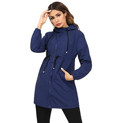Doaraha Abrigo Impermeable Mujer Ligero Chubasqueros Chaqueta Cortavientos con Capucha para Primavera, Verano y Otoño Doaraha Abrigo Impermeable Mujer Ligero Chubasqueros Chaqueta Cortavientos con Capucha para Primavera, Verano y Otoño