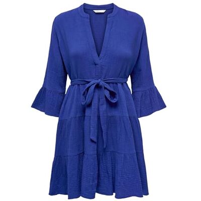 ONLY Onlidia 3/4 Belt Short Dress Wvn Noos Vestido de Verano, Azul, S Mujeres ONLY Onlidia 3/4 Belt Short Dress Wvn Noos Vestido de Verano, Azul, S Mujeres