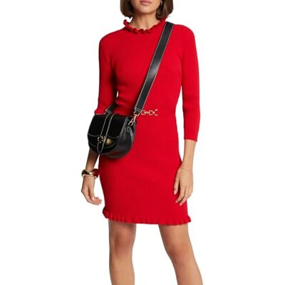 Morgan Vestido de suéter Ajustado con Adornos, Rojo, L Morgan Vestido de suéter Ajustado con Adornos, Rojo, L