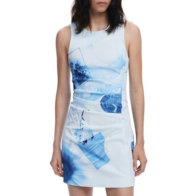 Desigual Vest_FOTOAZUL Casual Dress, Azul, S Women's Desigual Vest_FOTOAZUL Casual Dress, Azul, S Women's
