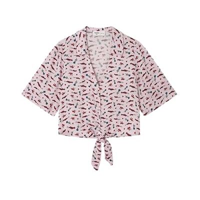 SPRINGFIELD Blusa Corta para Mujer Estampada, Colección Culpables, Rosa, S SPRINGFIELD Blusa Corta para Mujer Estampada, Colección Culpables, Rosa, S
