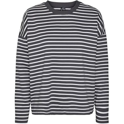 VERO MODA VMABBY LS O-Neck Top JRS Noos, Asphalt/Stripes:Snow White, XL VERO MODA VMABBY LS O-Neck Top JRS Noos, Asphalt/Stripes:Snow White, XL
