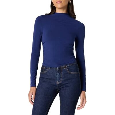 The Drop Top de Manga Larga con Cuello Alto para Mujer, Color Azul Marino, XXS The Drop Top de Manga Larga con Cuello Alto para Mujer, Color Azul Marino, XXS