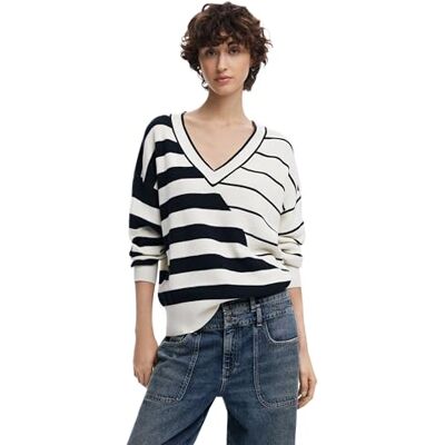 Desigual JERS_Estocolmo Pullover Sweater, Blanco, XS Women's Desigual JERS_Estocolmo Pullover Sweater, Blanco, XS Women's