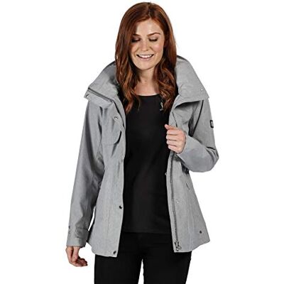 Regatta Narelle Chaqueta Impermeable Y Transpirable con Capucha Plegable Y Aberturas con Botones A Presión En La Parte Posterior Jackets Waterproof Shell, Mujer, Rock Grey, 20 Regatta Narelle Chaqueta Impermeable Y Transpirable con Capucha Plegable Y Aberturas con Botones A Presión En La Parte Posterior Jackets Waterproof Shell, Mujer, Rock Grey, 20