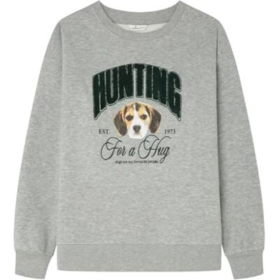 SPRINGFIELD Hunting Dog Round Neck Sweatshirt, Grey, S para Mujer SPRINGFIELD Hunting Dog Round Neck Sweatshirt, Grey, S para Mujer