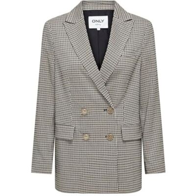 ONLY ONLLETTIE LS Blazer Suelto de Cheque TLR, Black/Checks: Pumice Stone + Cloud Dancer, 40 ONLY ONLLETTIE LS Blazer Suelto de Cheque TLR, Black/Checks: Pumice Stone + Cloud Dancer, 40