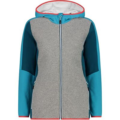 CMP Chaqueta polar elástica para mujer con capucha fija, Laguna, M CMP Chaqueta polar elástica para mujer con capucha fija, Laguna, M