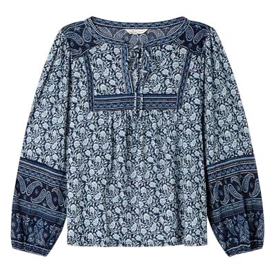 SPRINGFIELD Long Sleeve Blouse with Border Print On Cuffs and Shoulders Blusa De Manga Larga Mujer (Pack de 1) SPRINGFIELD Long Sleeve Blouse with Border Print On Cuffs and Shoulders Blusa De Manga Larga Mujer (Pack de 1)